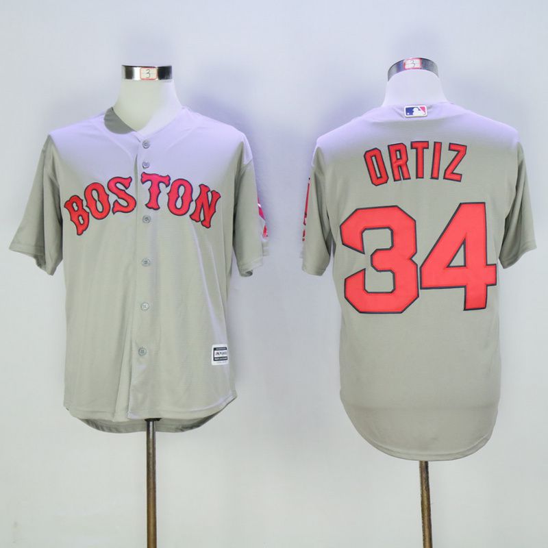 Men Boston Red Sox #34 Ortiz Grey Game MLB Jerseys